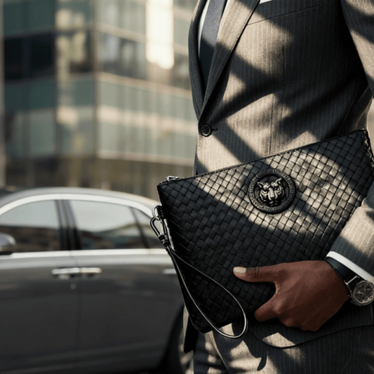 Pochette en Cuir Tressé pour Homme – Élégance & Praticité