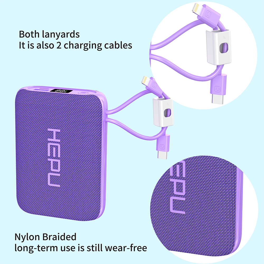 Power Bank HEPU™ – Charge Rapide 22.5W avec Câbles Intégrés