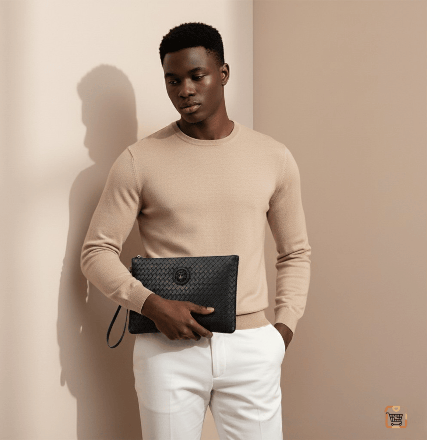 Pochette en Cuir Tressé pour Homme – Élégance & Praticité
