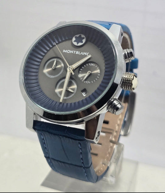 Montre Chronograph Homme – Bracelet Bleu Premium – Design Luxe & Sportif