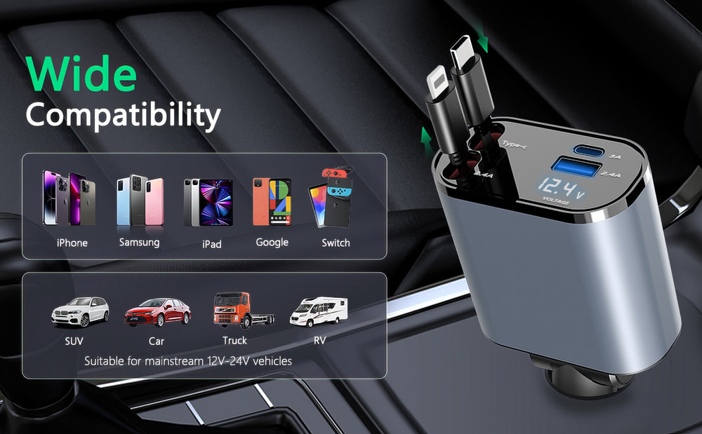 Chargeur voiture 4 en 1 – Super Fast Charge 120W | Recharge multi-appareils